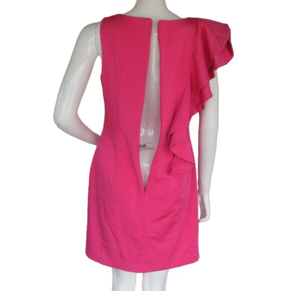 MAC DUGGAL Dress, 12, Bold Pink, Statement Shoulder/Ruffle, Asymmetrical - Picture 7 of 10